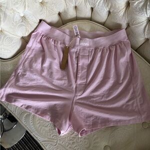 skims loose boyfriend boxer shorts in cherry blossom